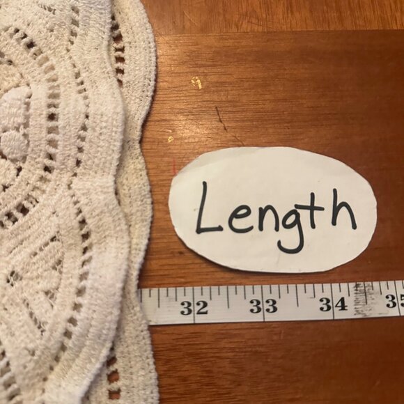 Adiva cream Crochet Tunic With Deep V-Neckline & 3/4 Sleeves - Picture 5 of 7